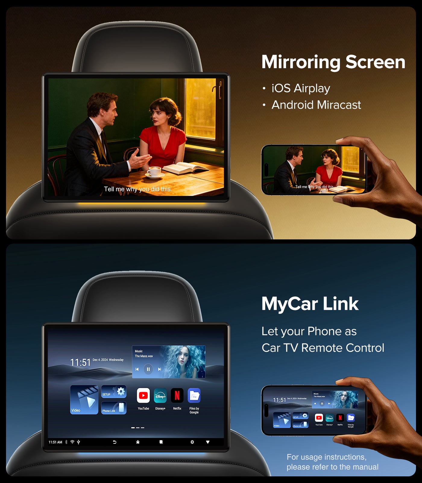 13.5" Android13 Car Headrest Monitor for Back Seat