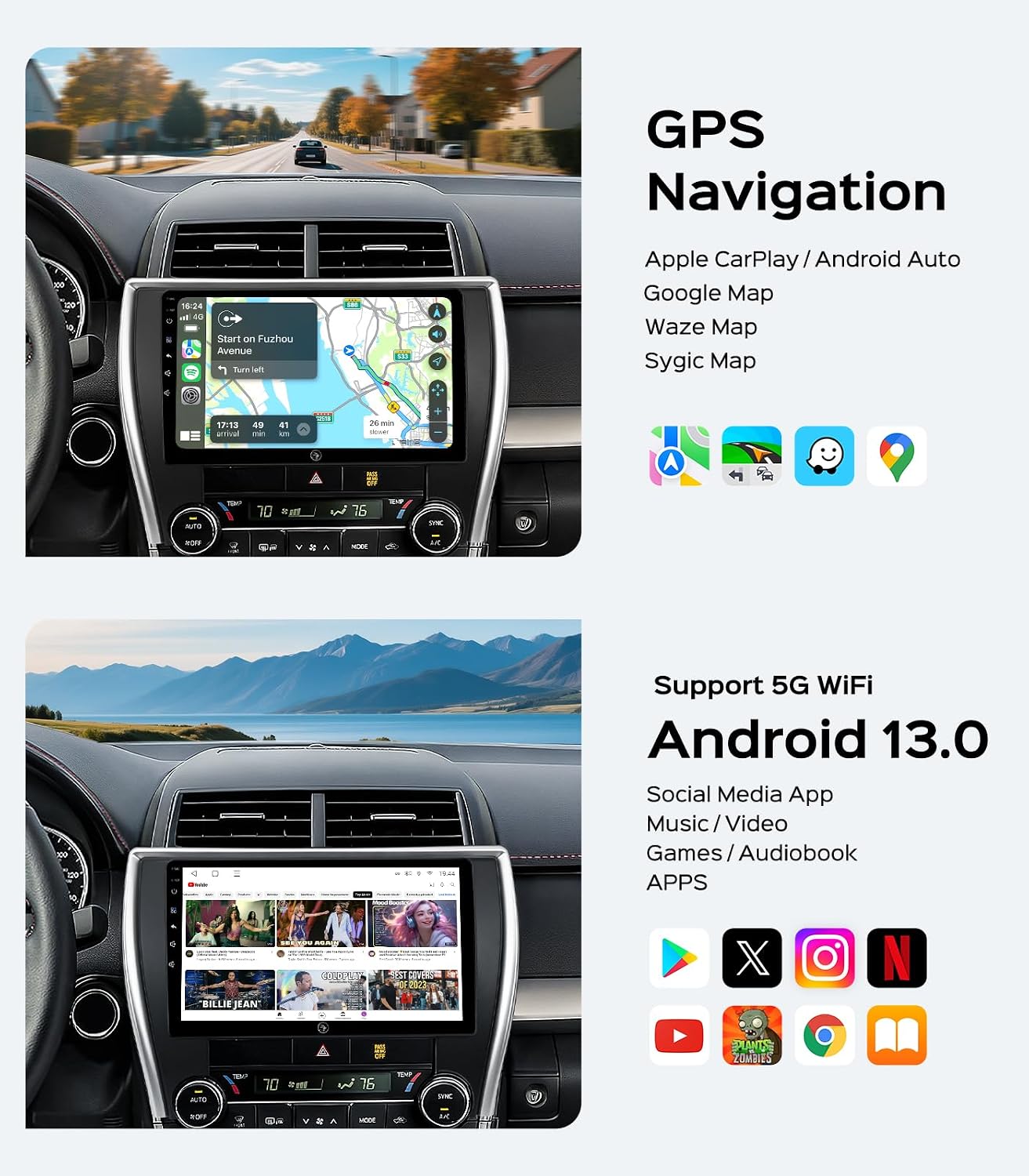 AINAVI 10.2"Android Car Radio Stereo for Toyota Camry 2015-2017