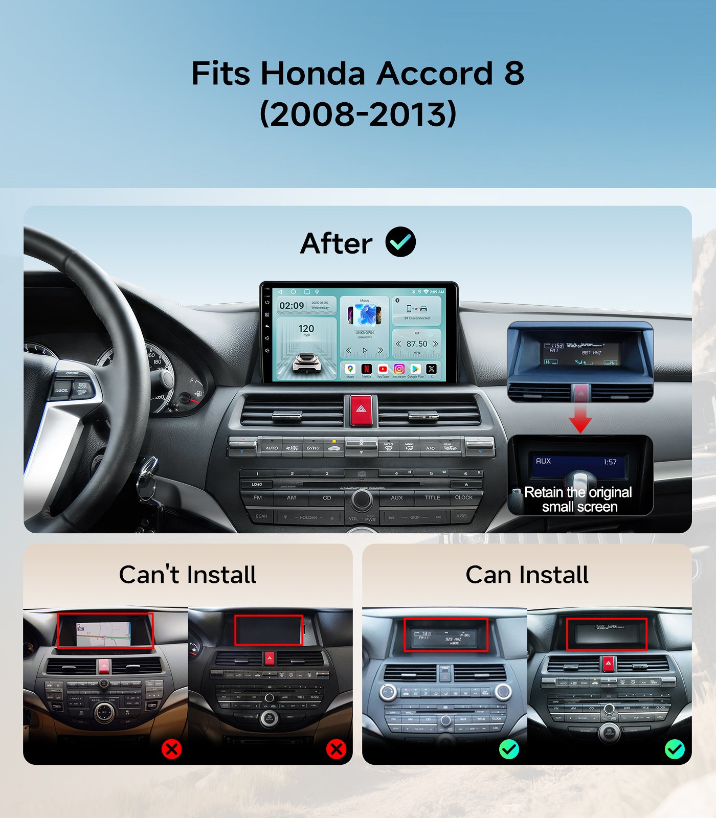 10.2"Full Touch Screen Car Stereo for Honda Accord 2008-2013