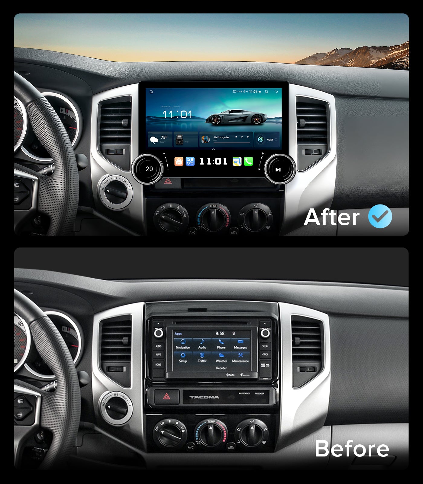 11.5" Dual Knob Car Radio Stereo for Toyota Tacoma 2005-2015