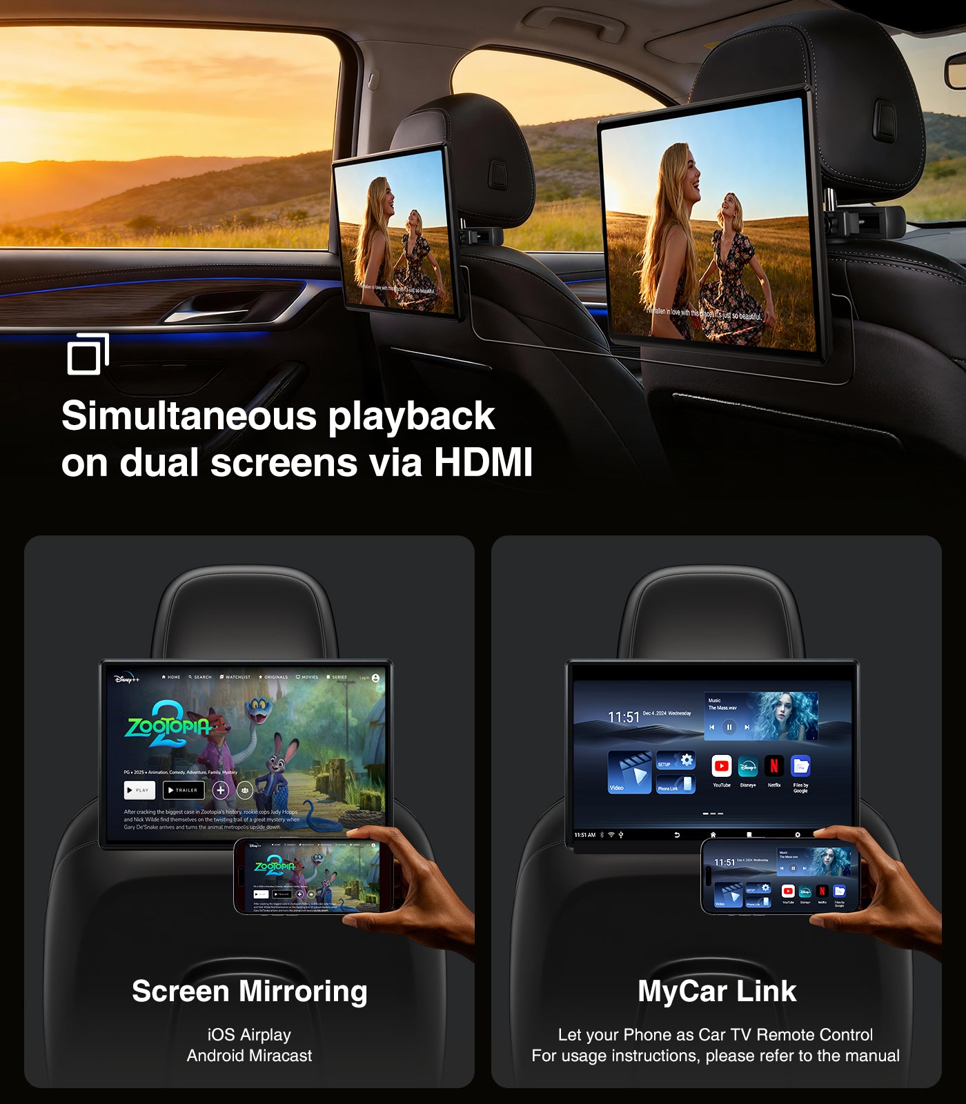 16" Android13 Car Headrest Monitor for Back Seat