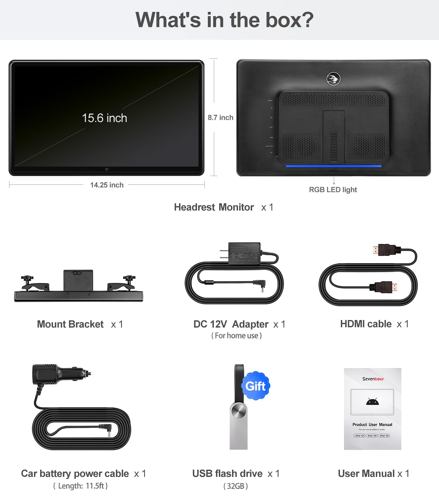 15.6" Android13 Car Headrest Monitor for Back Seat