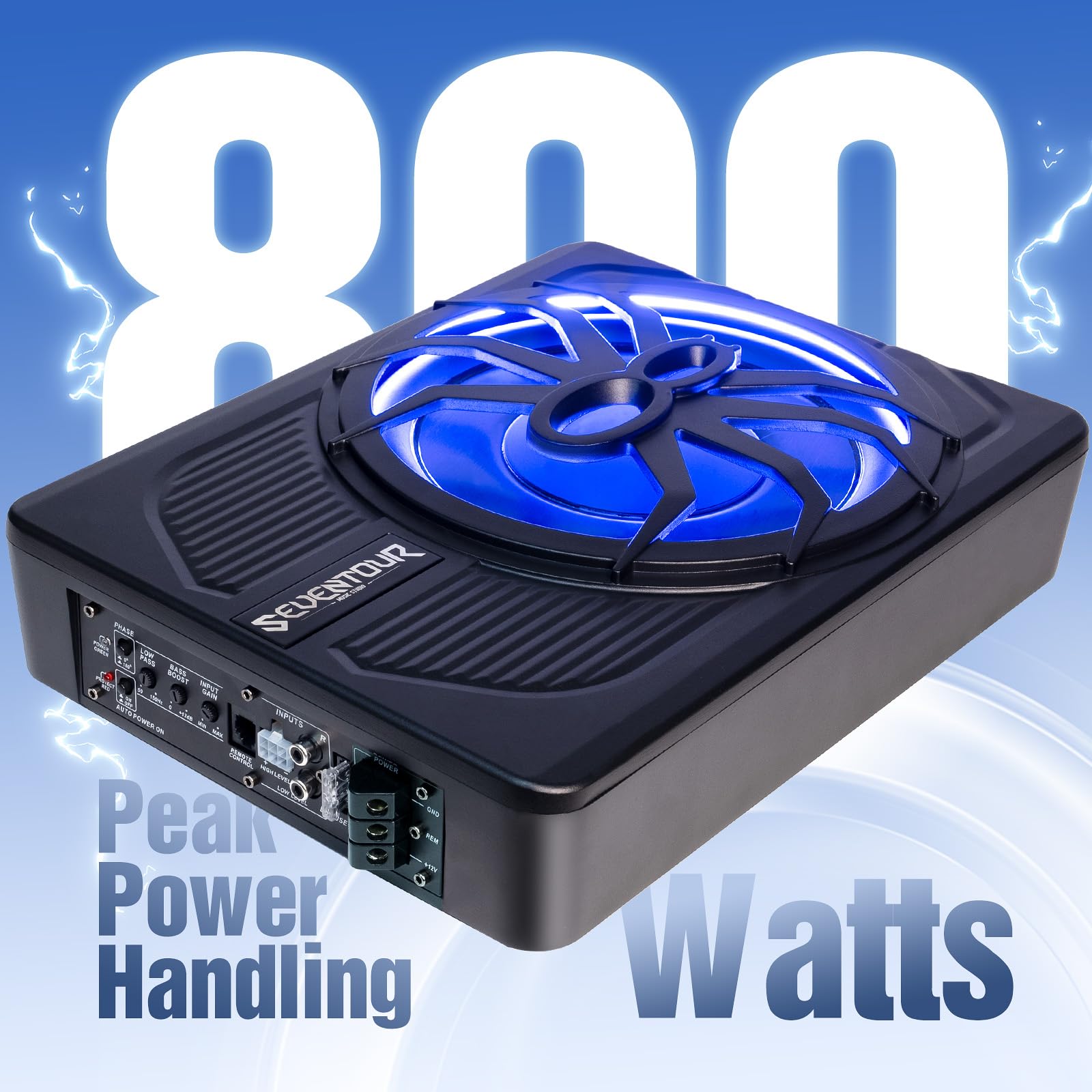 10" 800W Slim Under Seat Powered Car Subwoofer