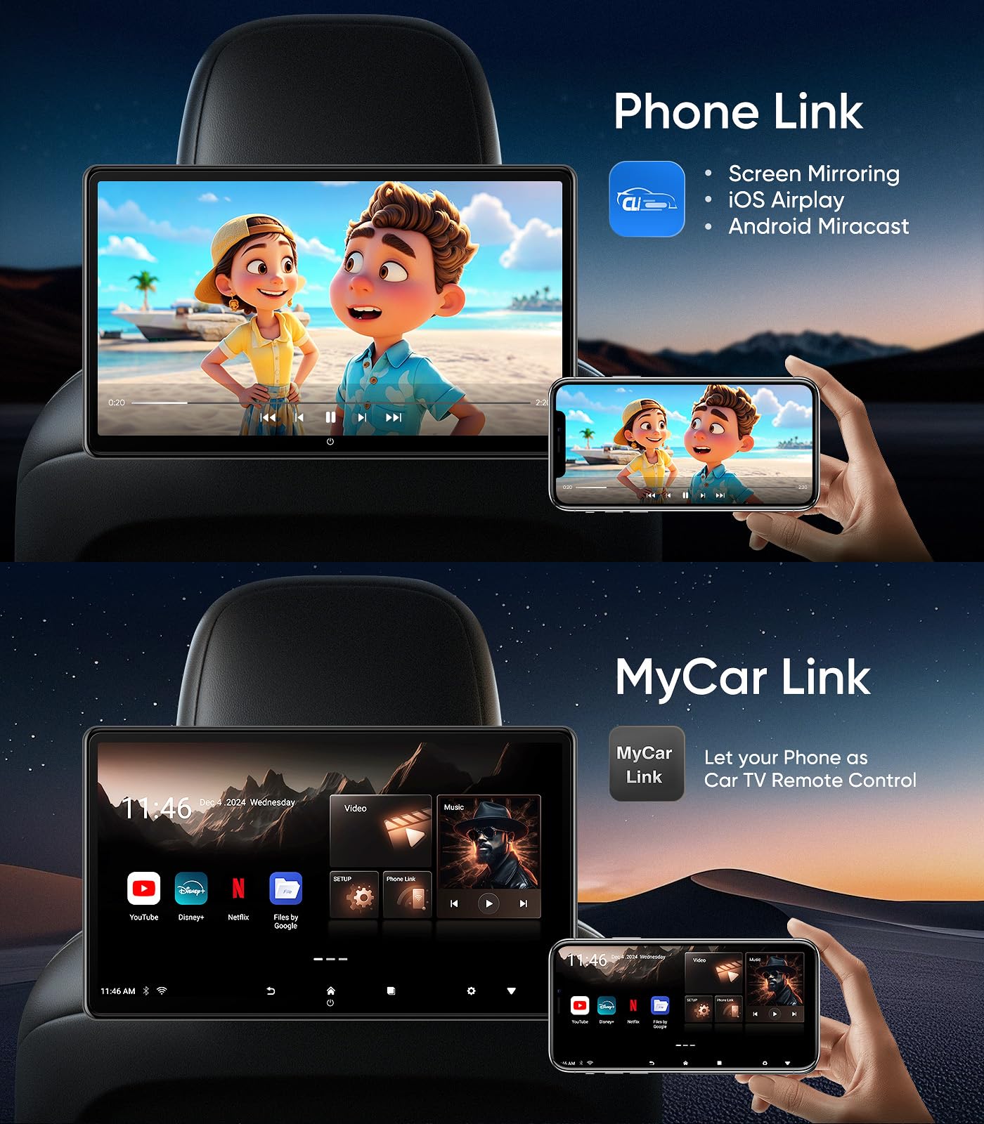 15.6" Android13 Car Headrest Monitor for Back Seat