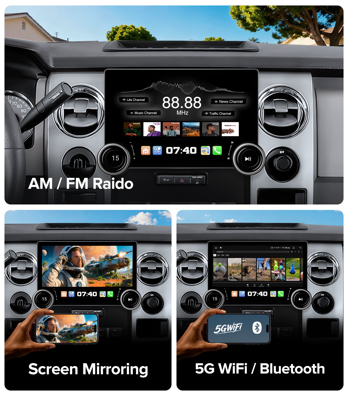 11.5" Dual Knob Car Stereo for Ford F150 2009-2014