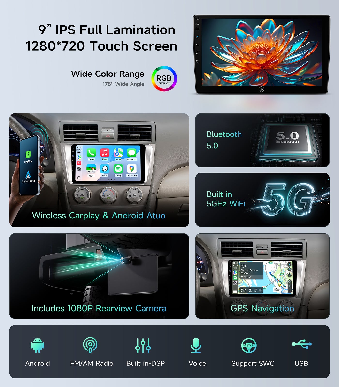 9"Full Touch Screen Car Stereo for Toyota Camry 2006-2011