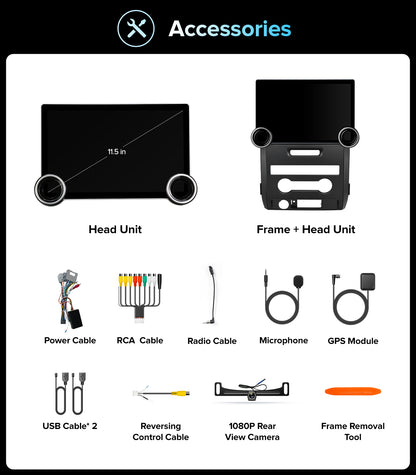 11.5" Dual Knob Car Stereo for Ford F150 2009-2014