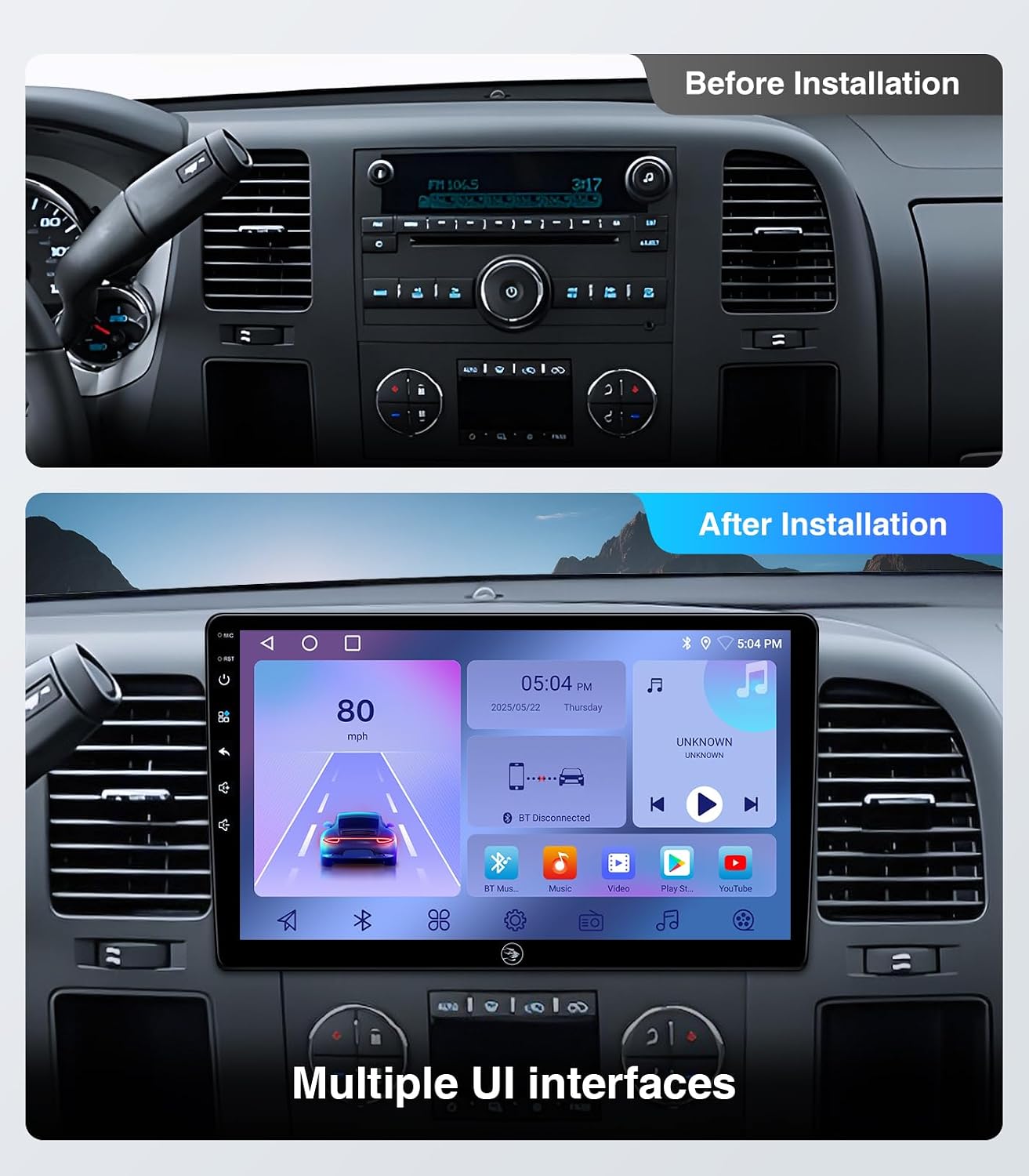 AINAVI 10" Android Car Radio Stereo for Chevy Silverado & GMC Sierra 2007-2013