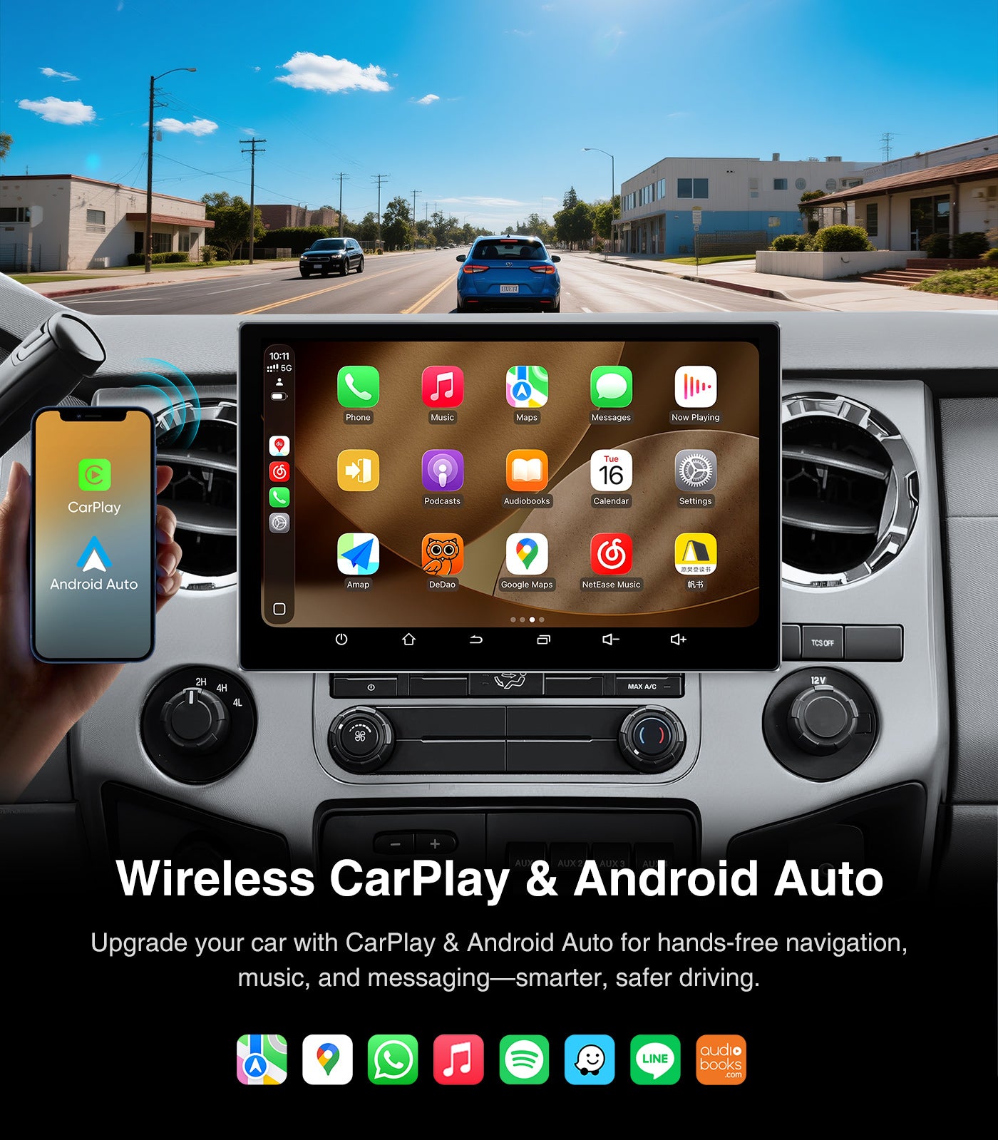 AINAVI 11.5 Inch Car Radio Stereo GPS Navigation WiFi Bluetooth Player for 2004-2008  Ford F150