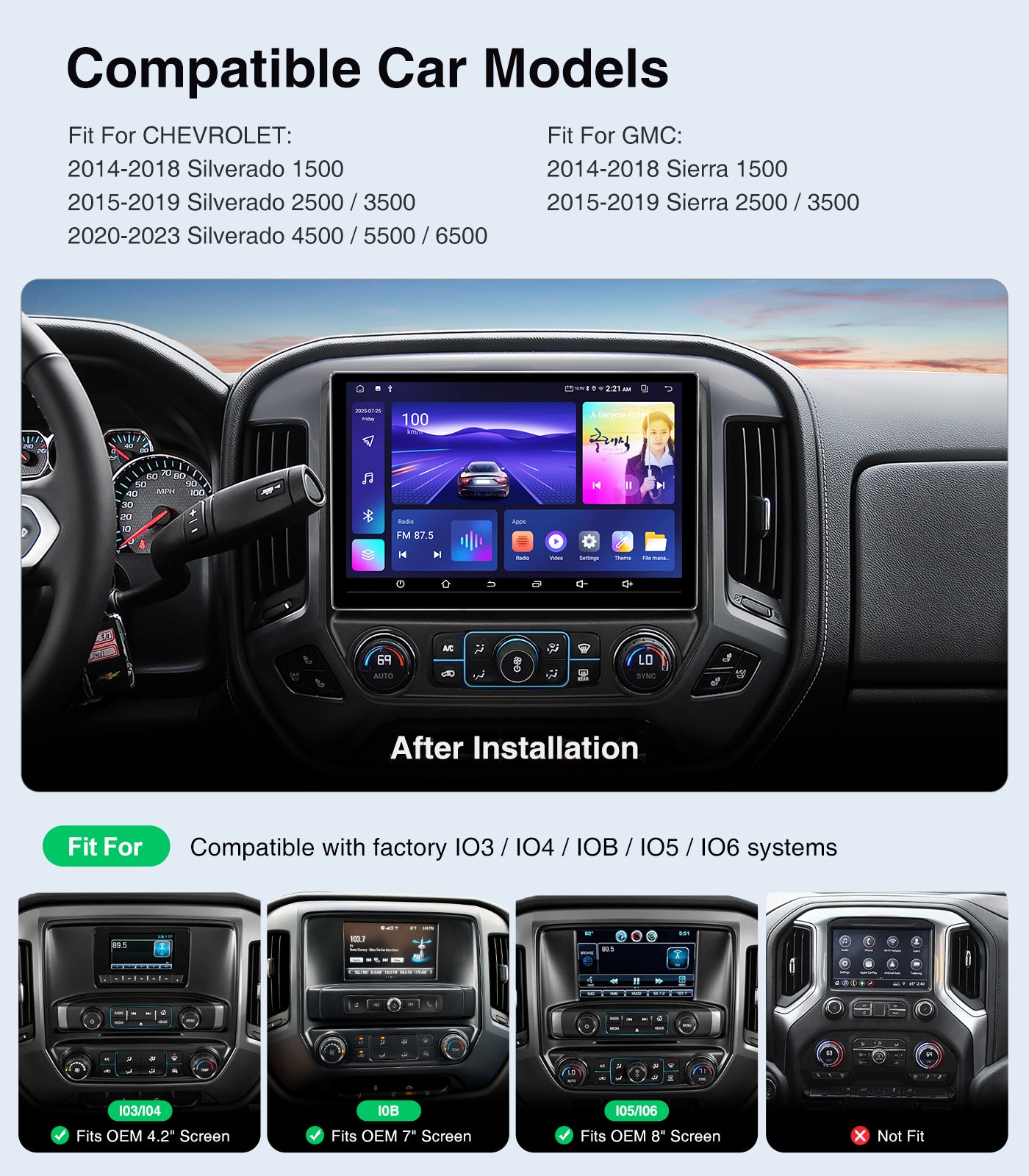 11.5inch Android Car Radio Stereo for Chevy Silverado & GMC Sierra 2014-2018 w/Wireless Car play and Android Auto