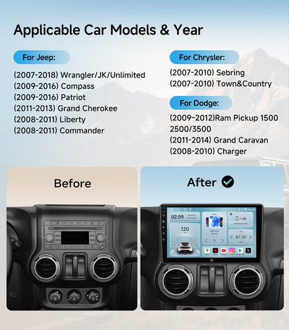 10.2"Full Touch Screen Car Radio Stereo for Jeep Wrangler JK Compass Grand Cherokee Dodge