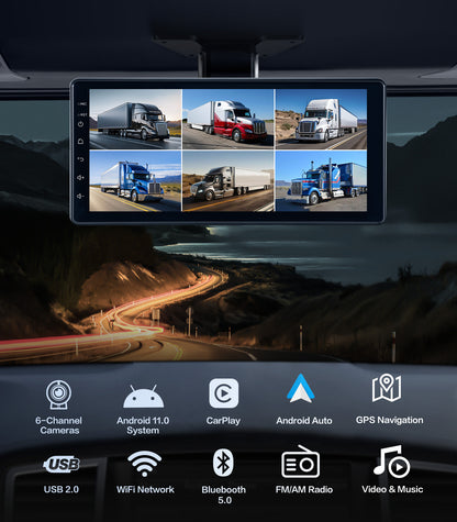 10.33"Touch Screen 6-Channel 1080P Dash Cam Backup Camera System