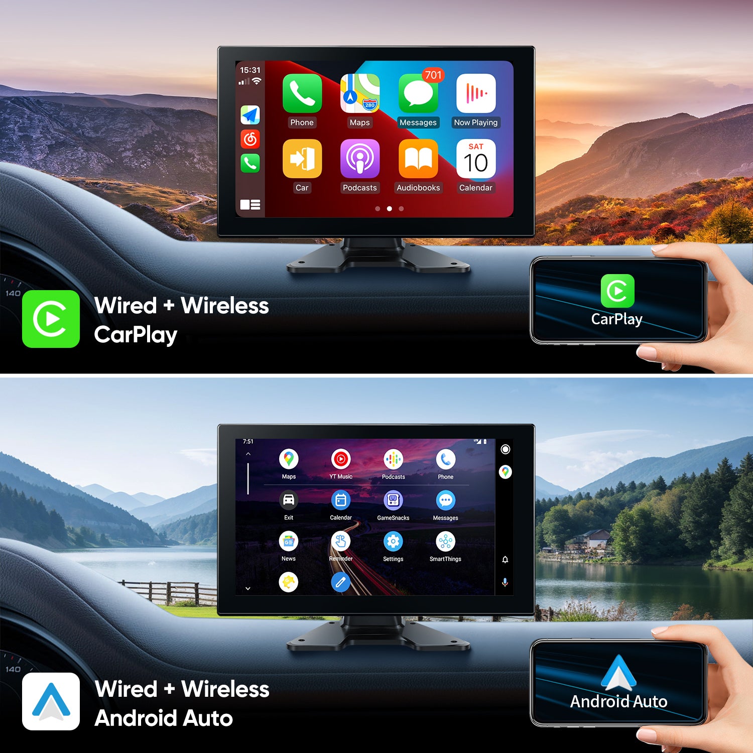 10.2"Touch Screen 4-Channel 1080P Dash Cam Backup Camera System