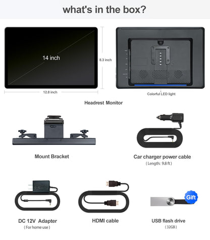 14" Android13 Car Headrest Monitor for Back Seat