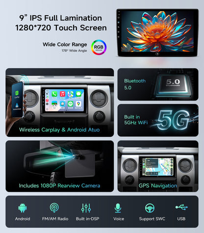 9" Android Car Radio Stereo for Ford F150 2009-2012 w/Wireless Car play and Android Auto