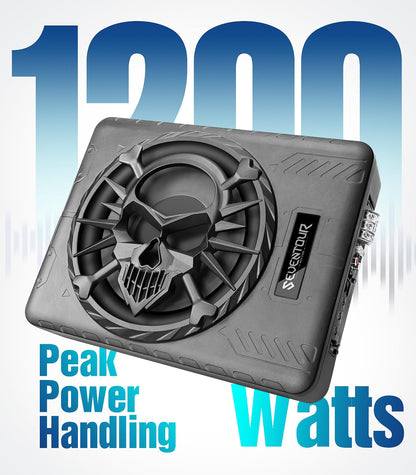 10" 1200W Slim Under Seat Powered Car Subwoofer