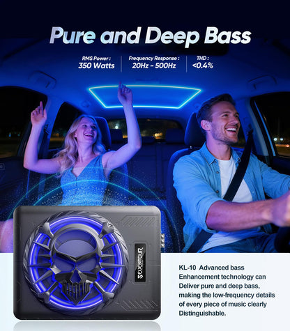 10" 1200W Slim Under Seat Powered Car Subwoofer