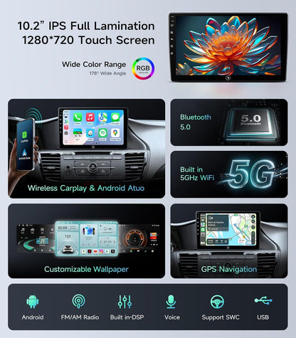 AINAVI 10.2" Touchscreen Car Stereo Upgrade for Honda Accord 9th 2013-2017