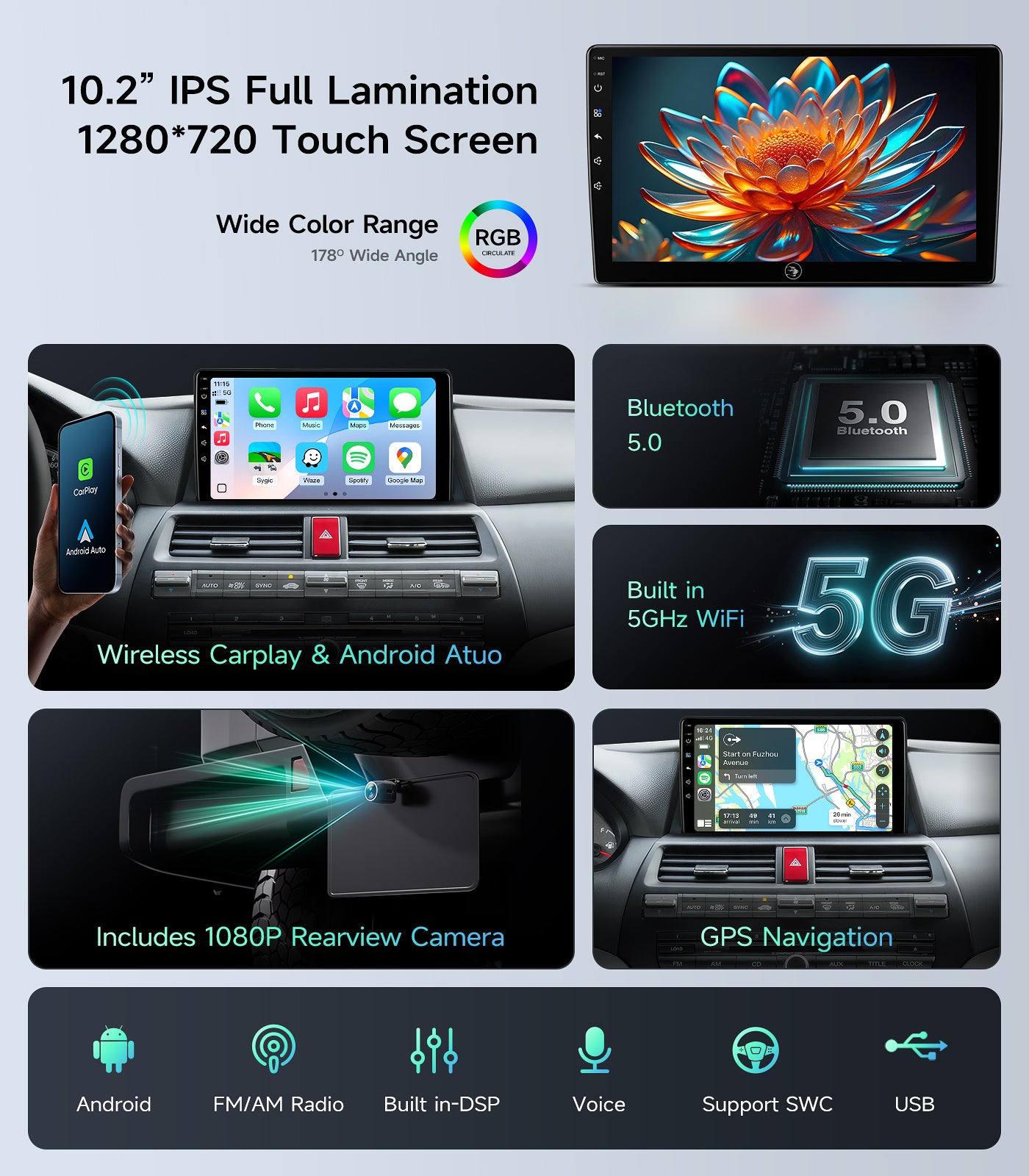 10.2"Full Touch Screen Car Stereo for Honda Accord 2008-2013