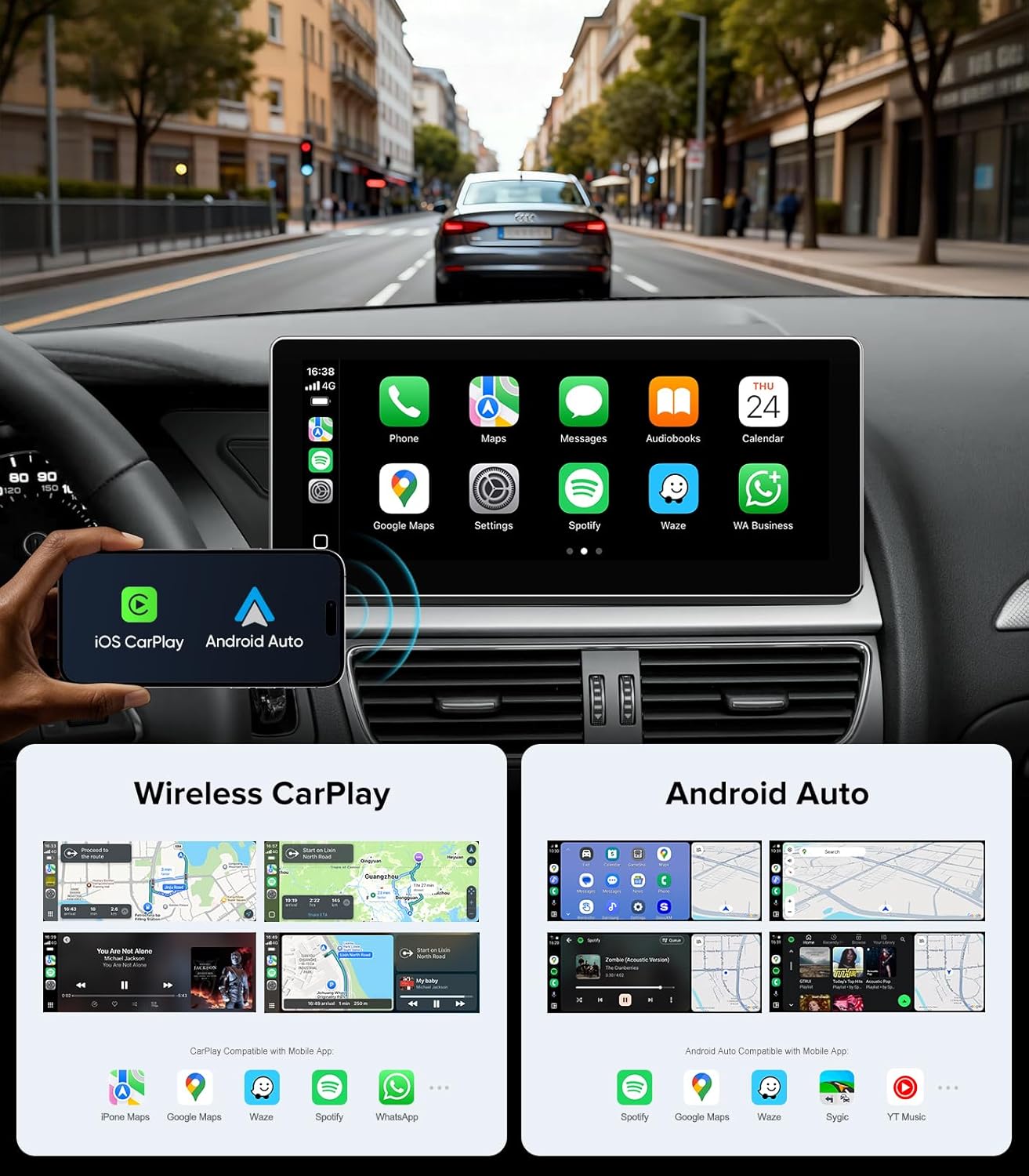 AINAVI 10.25" Standard Carplay/Android Auto for Audi B8 A4/S4/A5/S5/RS5 B8 /B8.52009-2016 Concert&Symphony System