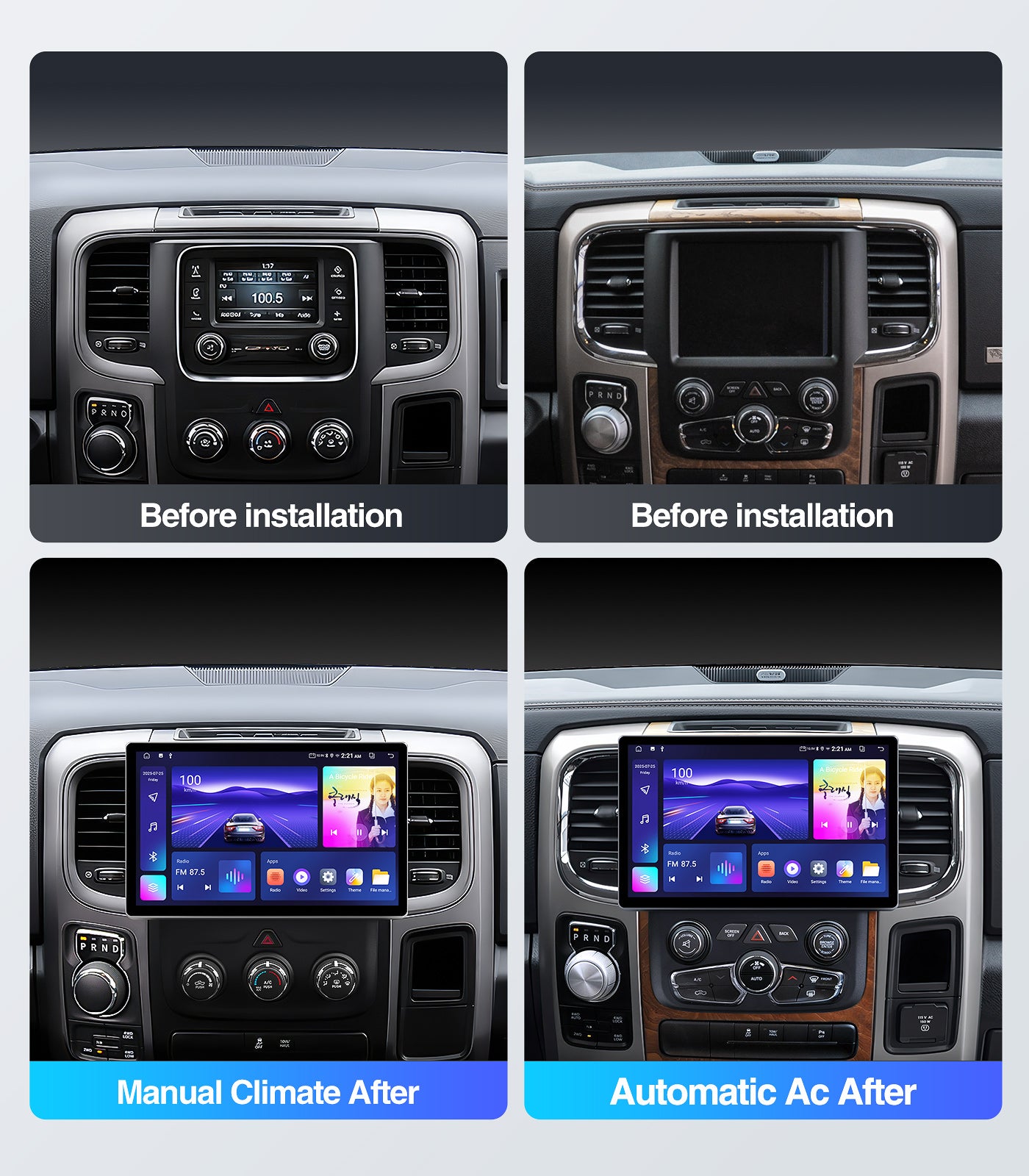 11.5" Car Radio Stereo for 2013-2018 Dodge Ram 1500/2500/3500 w/Wireless Car play and Android Auto