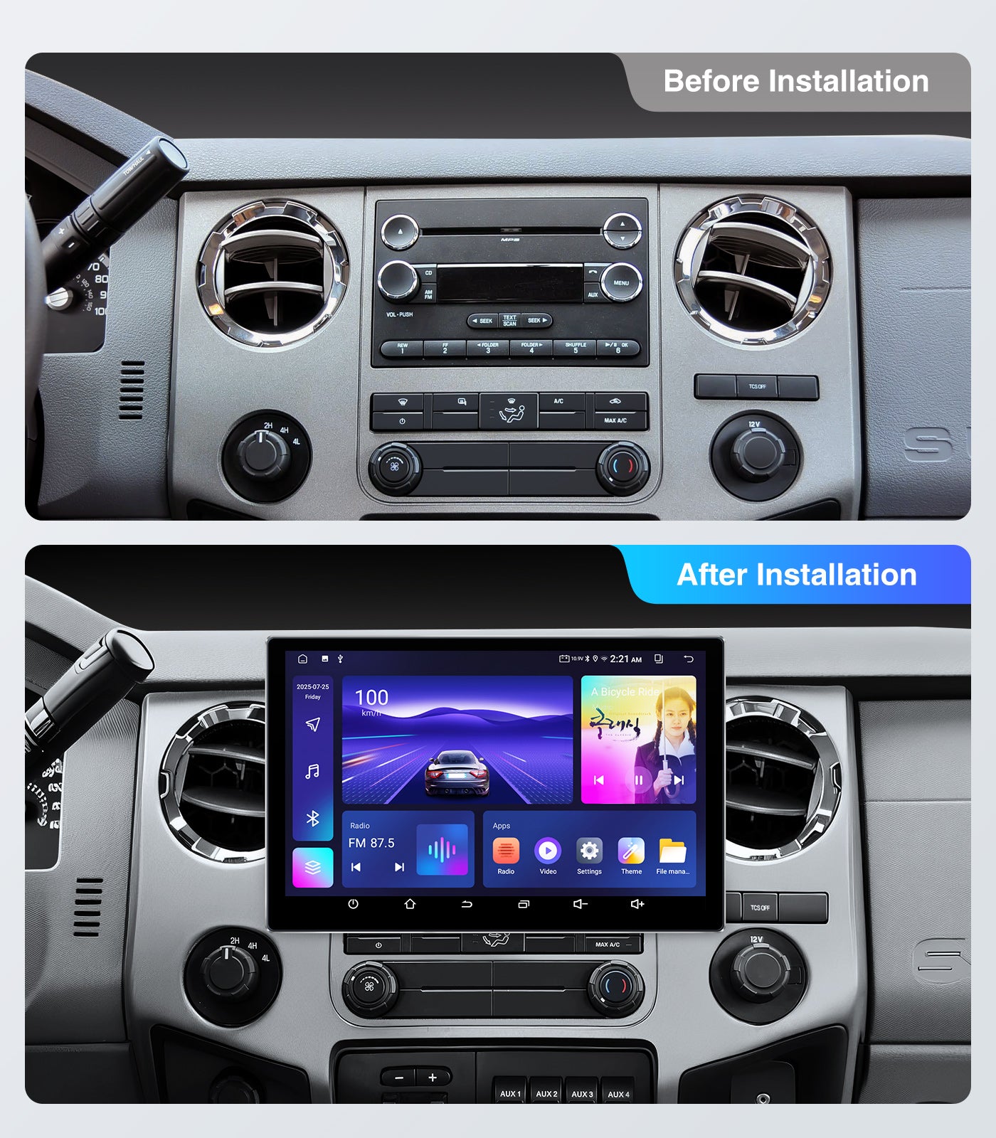 AINAVI 11.5 Inch Car Radio Stereo GPS Navigation WiFi Bluetooth Player for 2004-2008  Ford F150