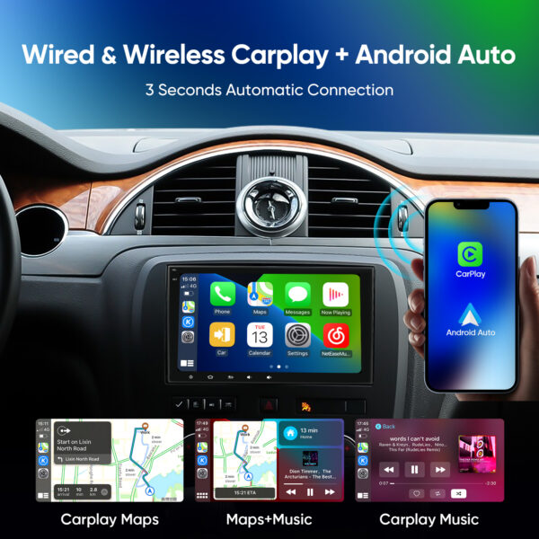 2 wired wireless carplay android auto replacement radio for chevy silverado