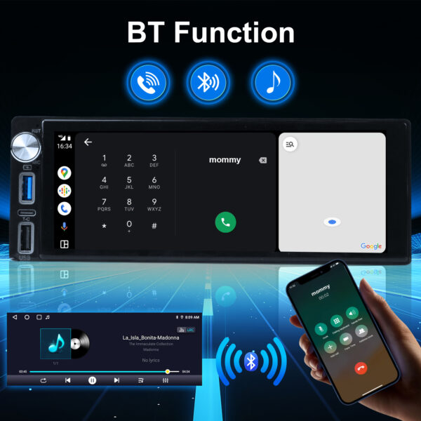 single din car stereo bluetooth